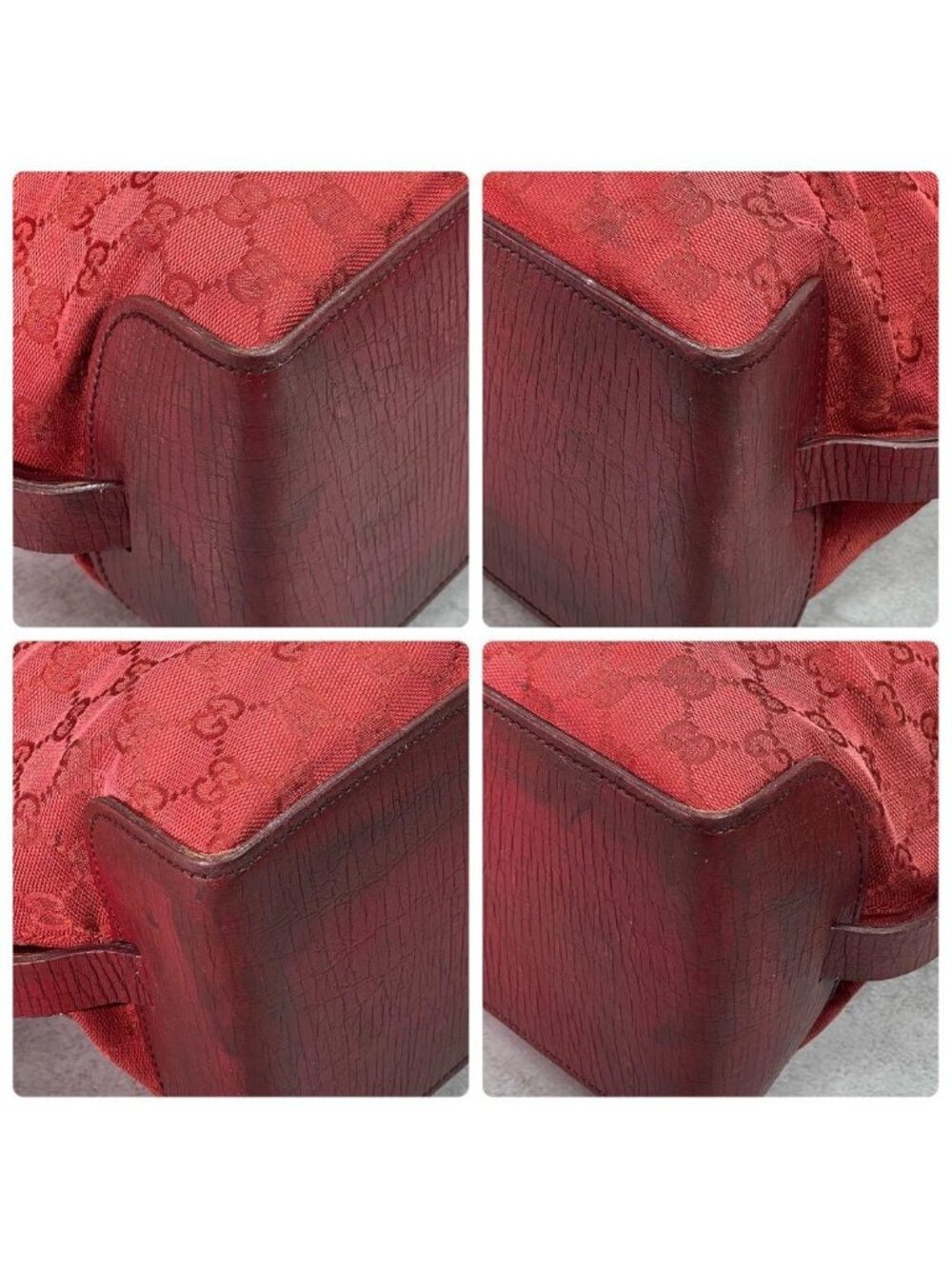 Gucci GG Tote Hand Red Leather Logo - Picture 9 of 10